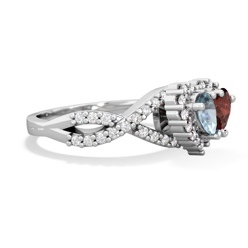 Aquamarine Diamond Twist 'One Heart' 14K White Gold ring R2640HRT