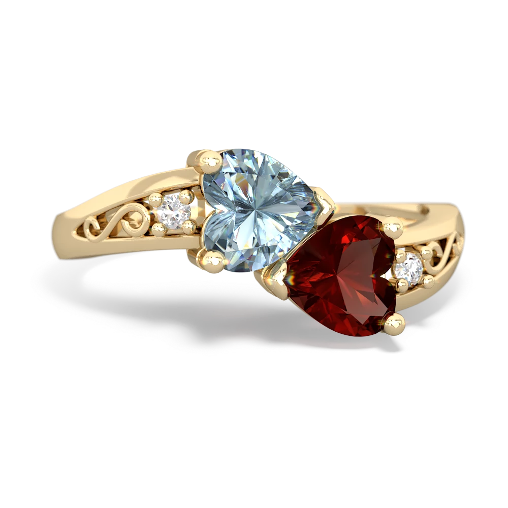 Garnet and Diamond Halo Ring in 14k white gold with milgrain edging and  filigree details from MyJewelrySource (GR-8041)