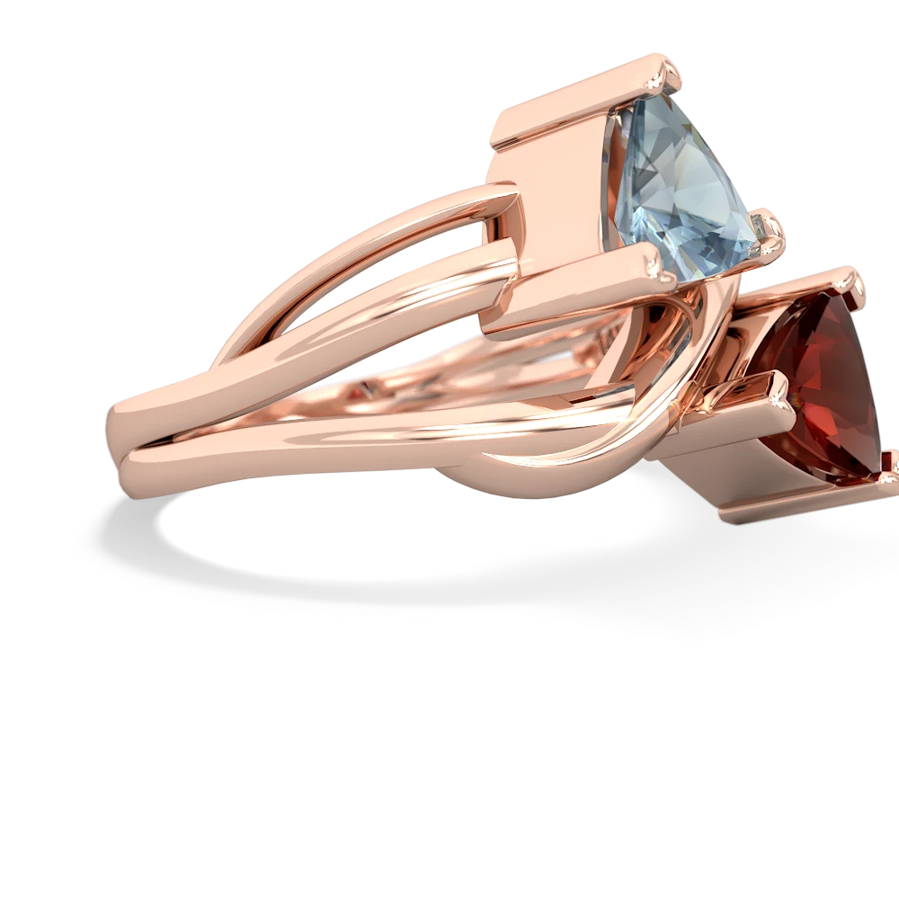 Aquamarine Split Band Swirl 14K Rose Gold ring R2341