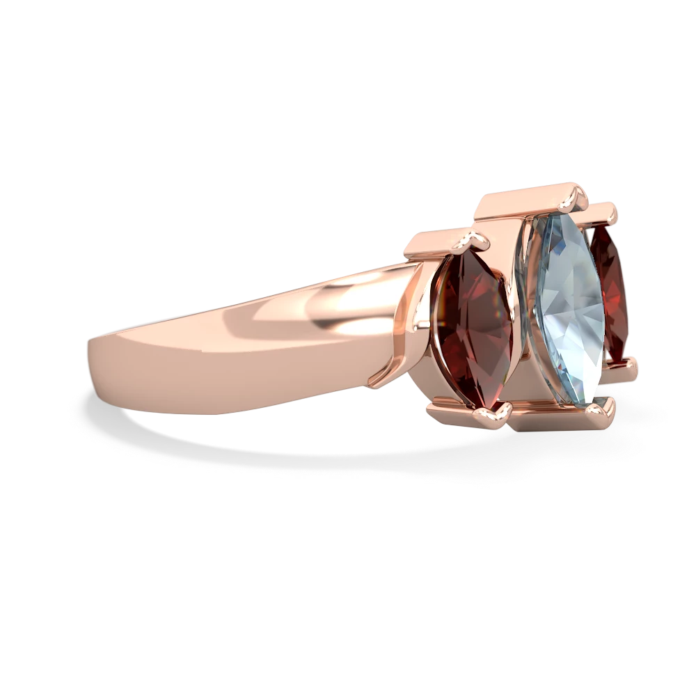 Aquamarine Three Peeks 14K Rose Gold ring R2433