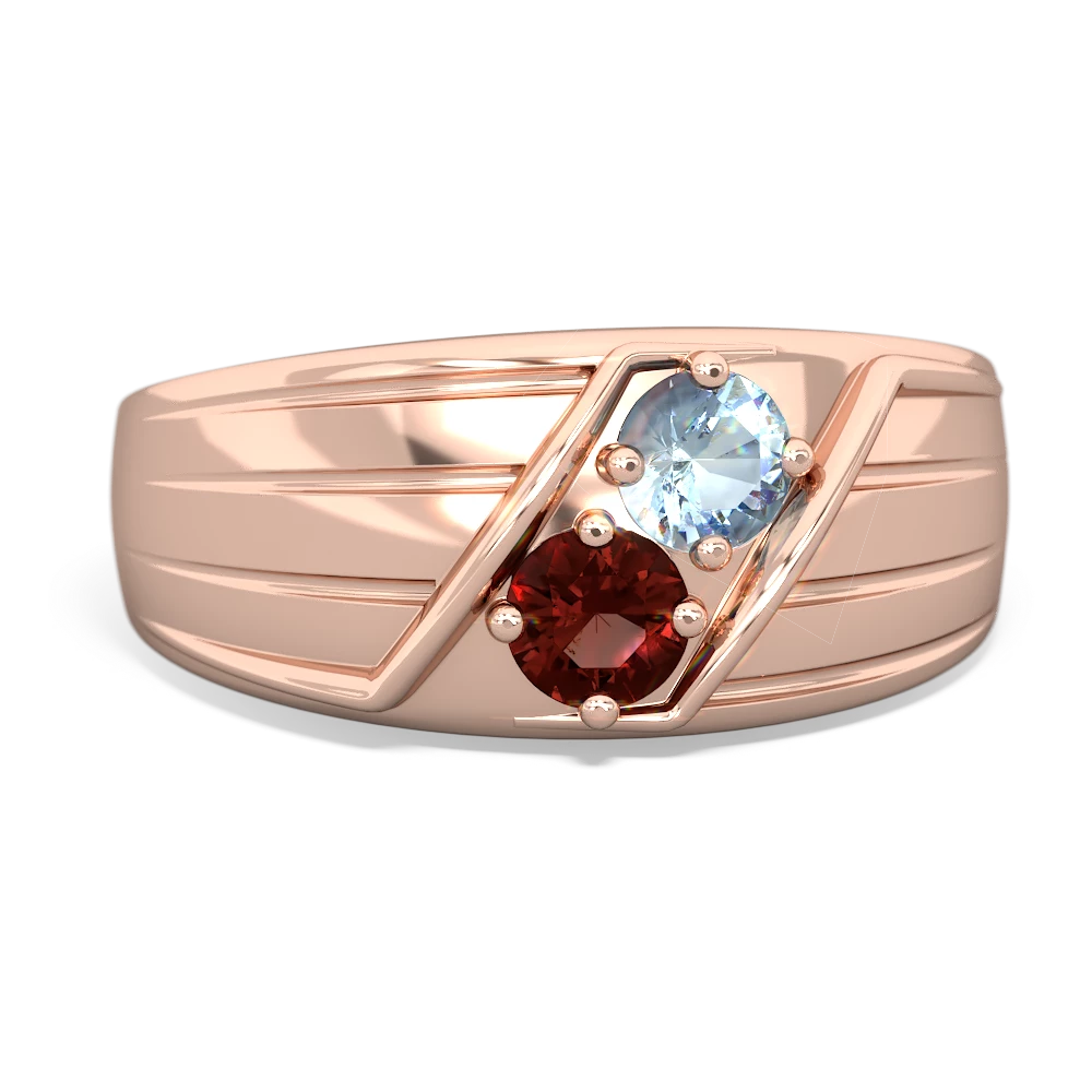 Aquamarine Men's Streamline 14K Rose Gold ring R0460