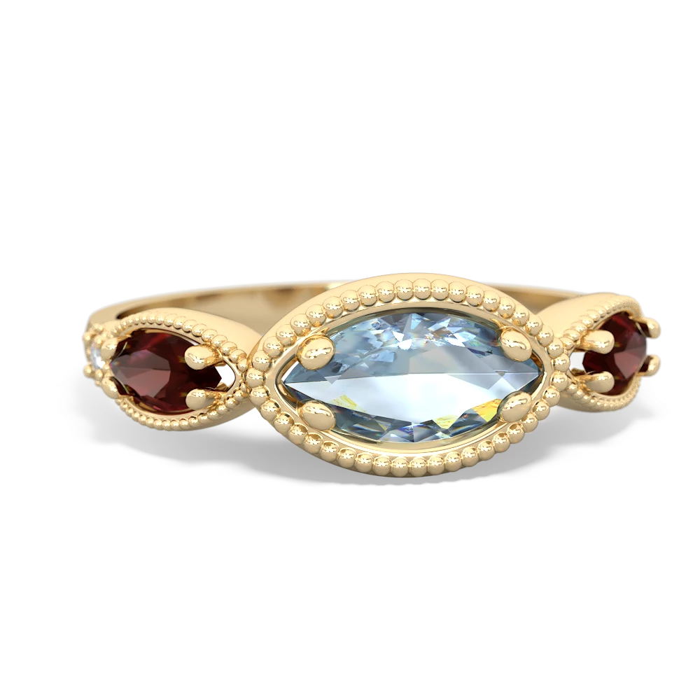 Aquamarine Milgrain Marquise 14K Yellow Gold ring R5700