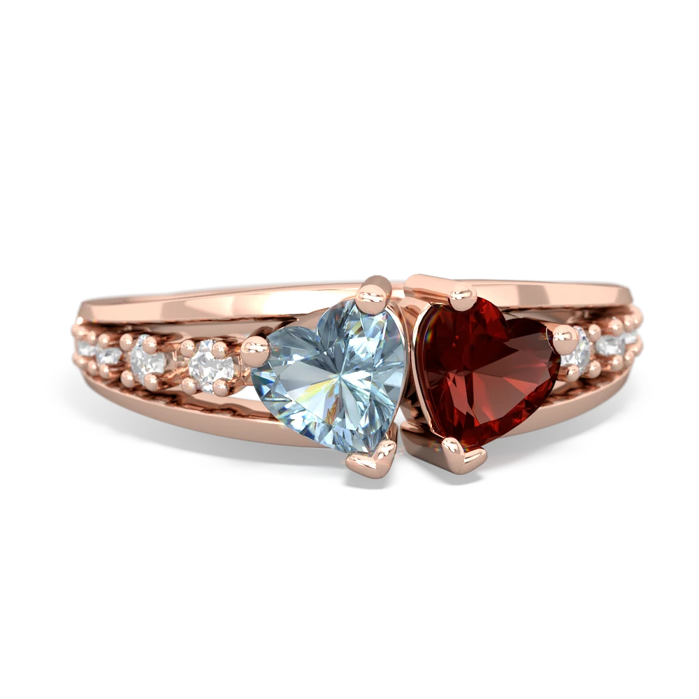 Aquamarine Heart To Heart 14K Rose Gold ring R3342