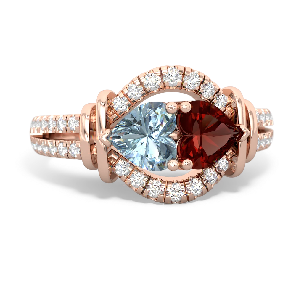 Aquamarine Art-Deco Keepsake 14K Rose Gold ring R5630