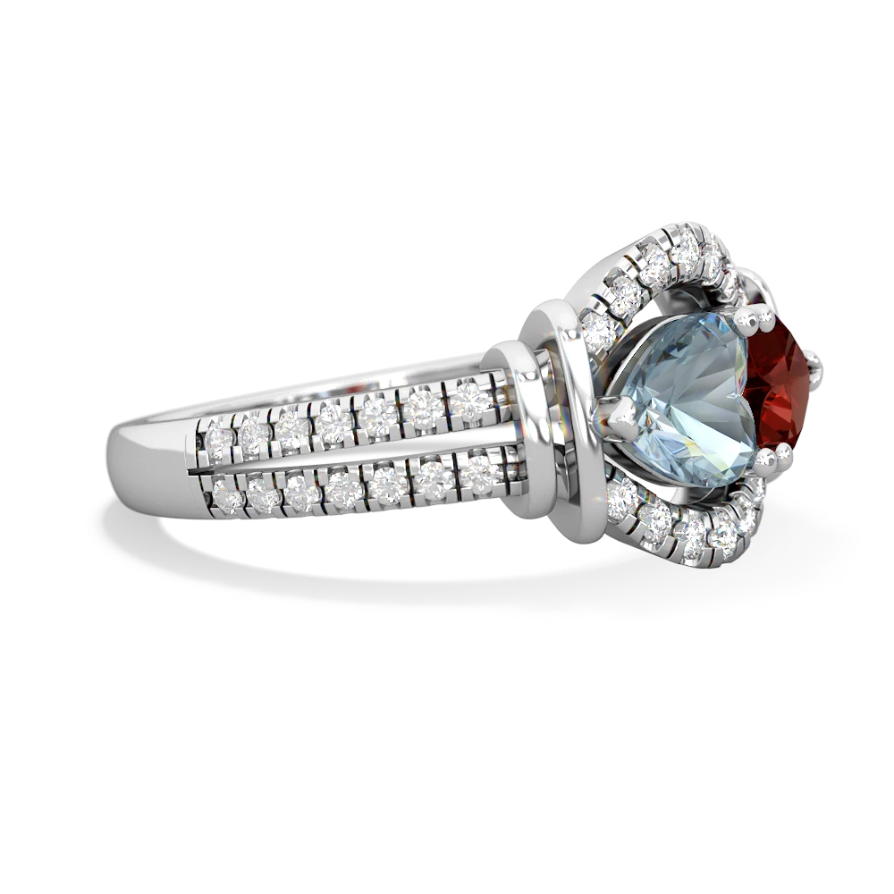 Aquamarine Art-Deco Keepsake 14K White Gold ring R5630