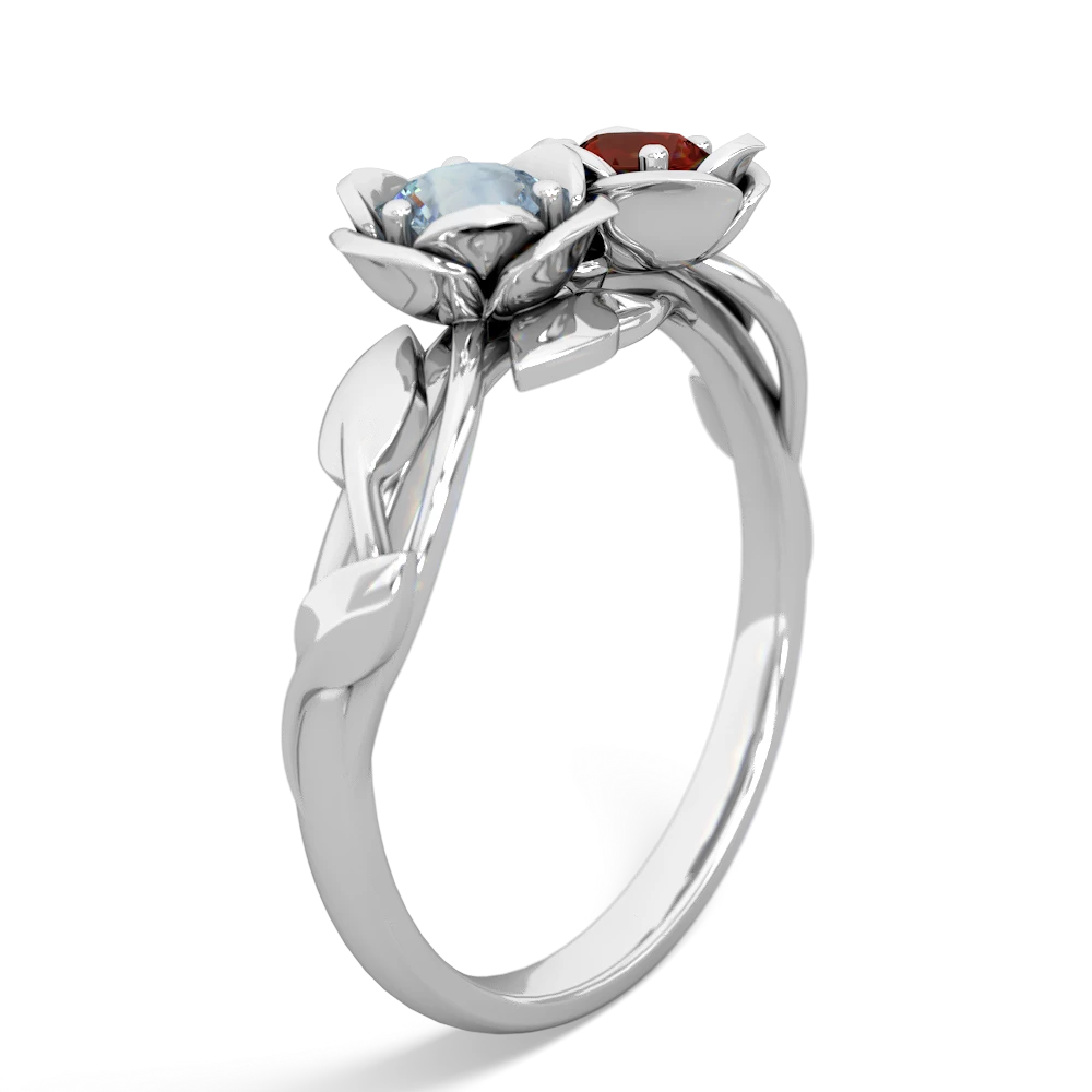 Aquamarine Rose Garden 14K White Gold ring R5510