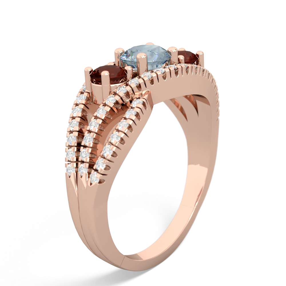 Aquamarine Three Stone Aurora 14K Rose Gold ring R3080