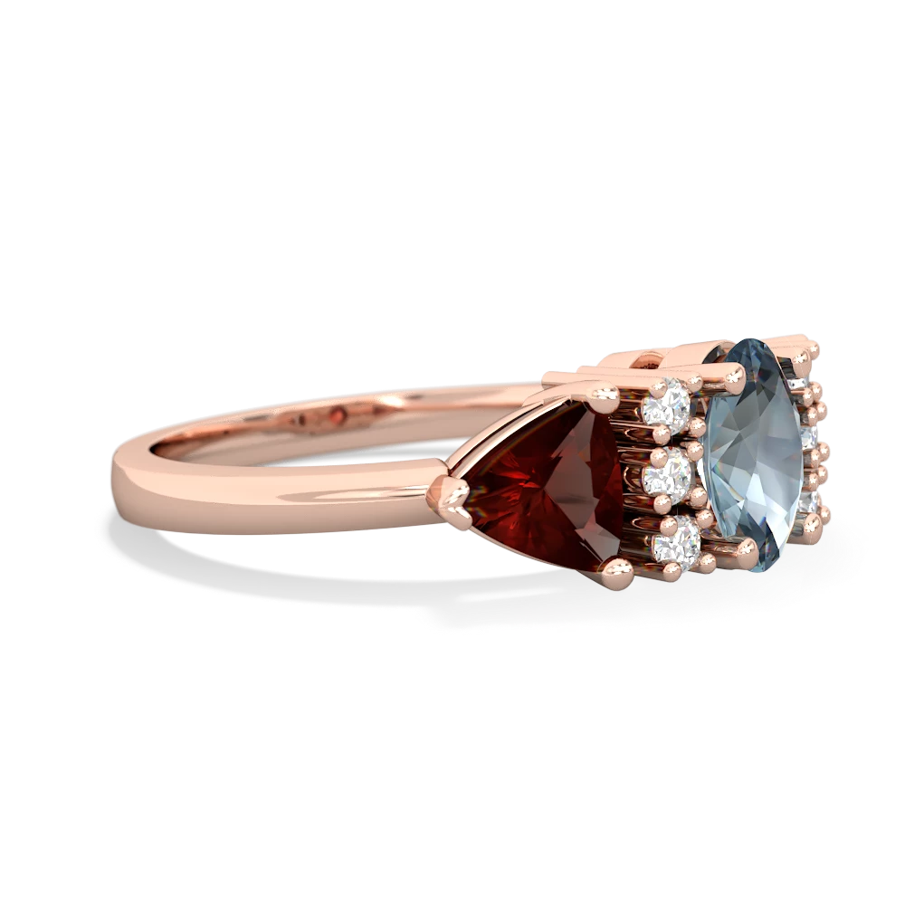 Aquamarine Antique Style Three Stone 14K Rose Gold ring R2186