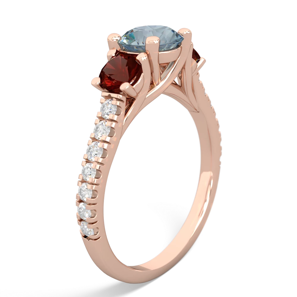 Aquamarine Pave Trellis 14K Rose Gold ring R5500