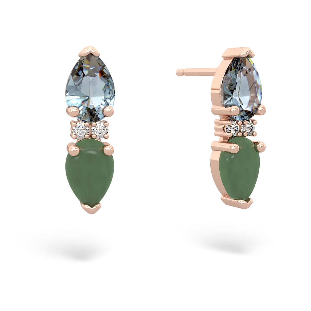 Aquamarine Bowtie Drop 14K Rose Gold earrings E0865