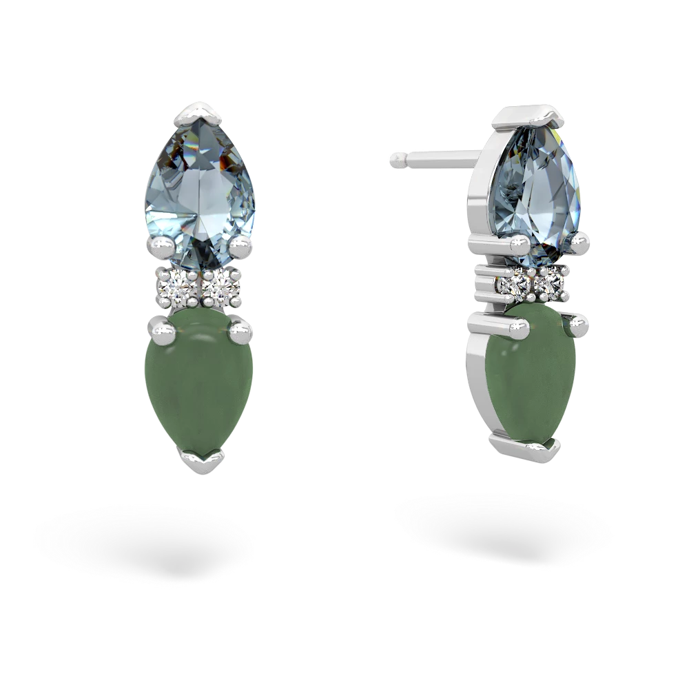 Aquamarine Bowtie Drop 14K White Gold earrings E0865
