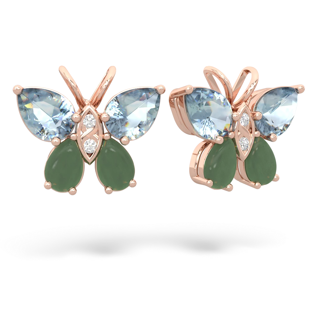 Aquamarine Butterfly 14K Rose Gold earrings E2215