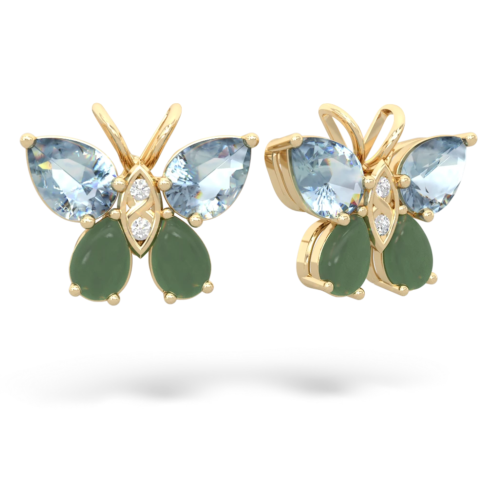 Aquamarine Butterfly 14K Yellow Gold earrings E2215