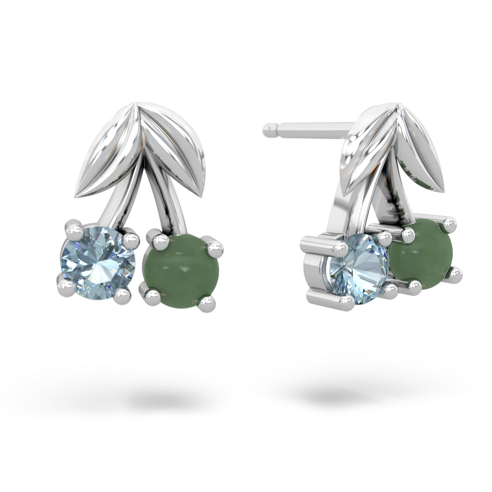 Aquamarine Sweet Cherries 14K White Gold earrings E7001