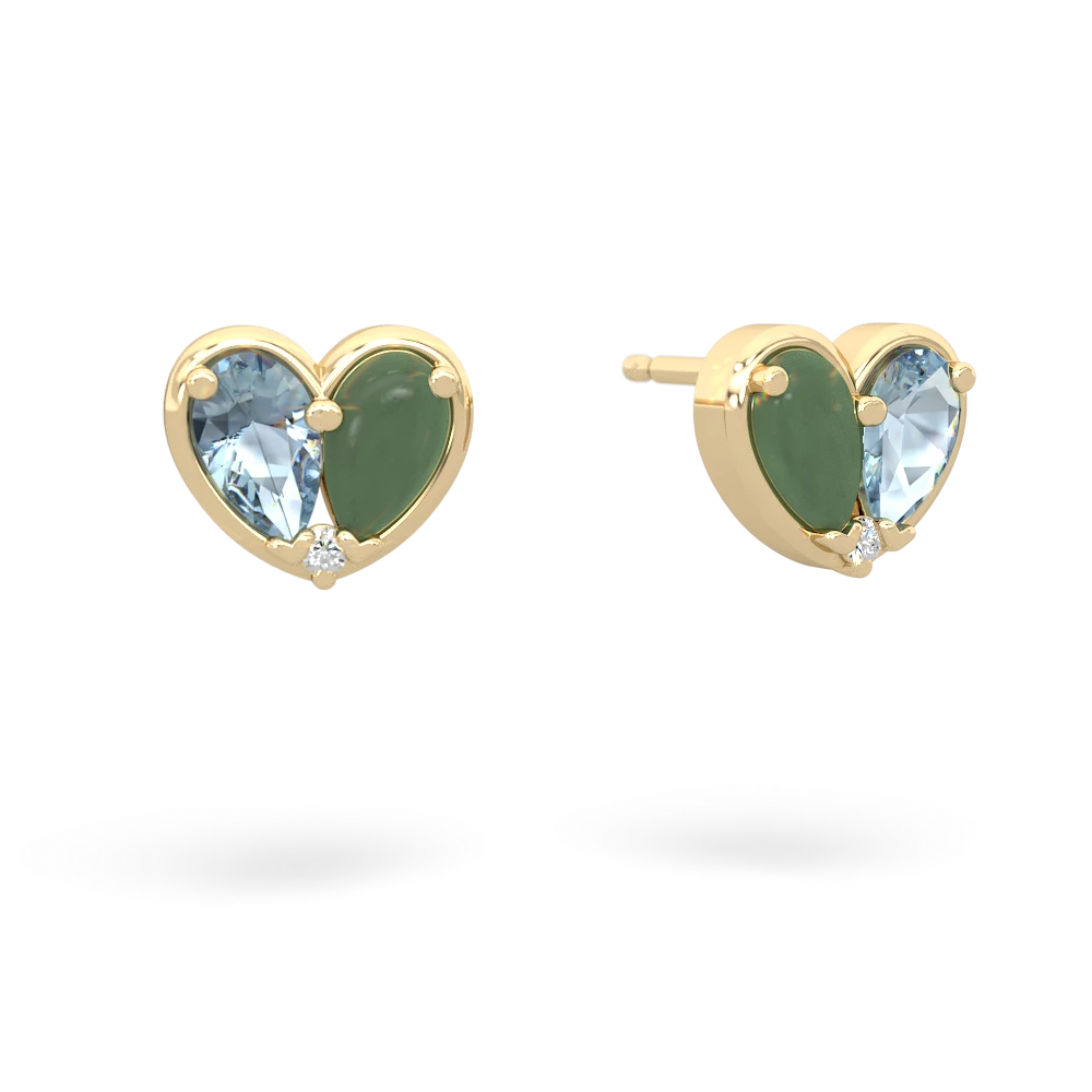 Aquamarine 'Our Heart' 14K Yellow Gold earrings E5072