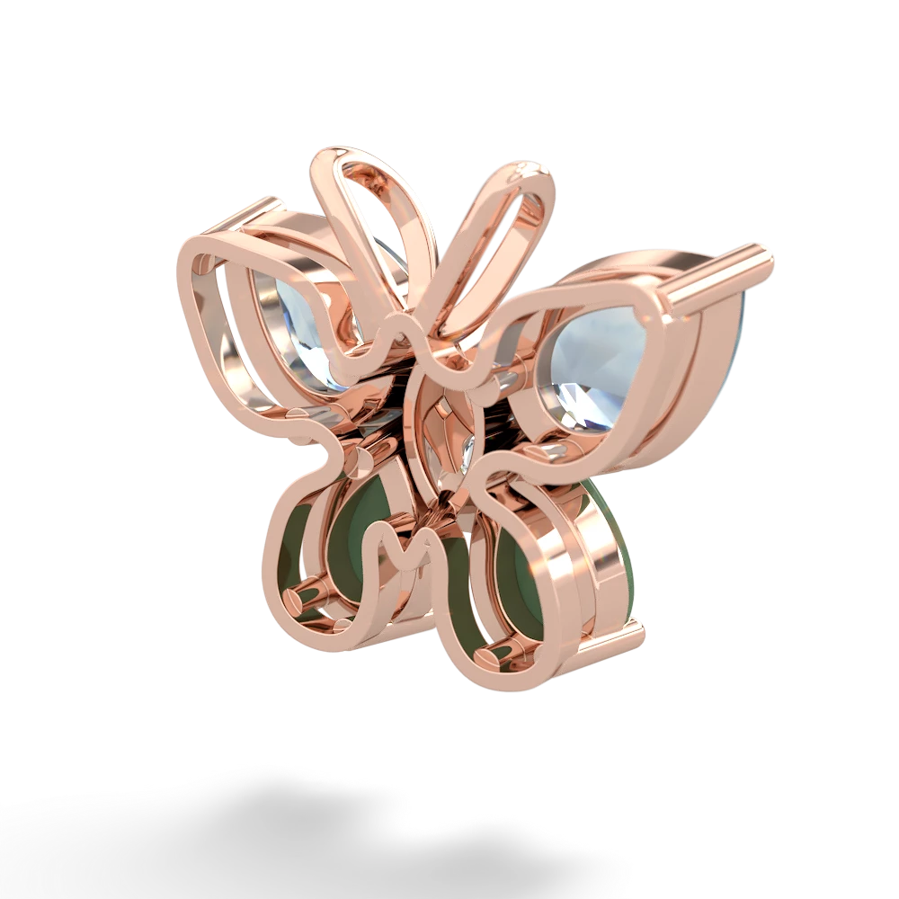 Aquamarine Butterfly 14K Rose Gold pendant P2215