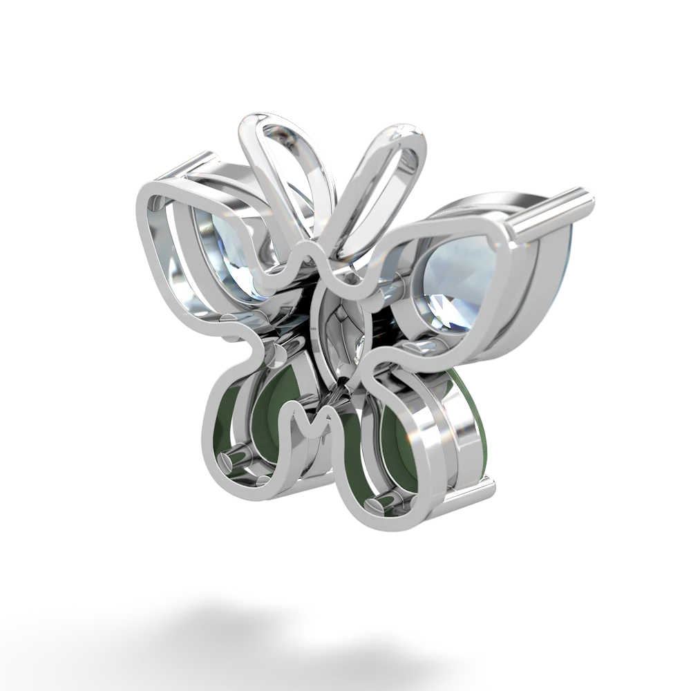 Aquamarine Butterfly 14K White Gold pendant P2215