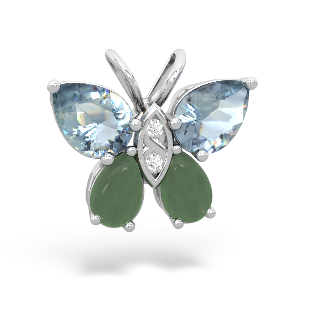 Aquamarine Butterfly 14K White Gold pendant P2215