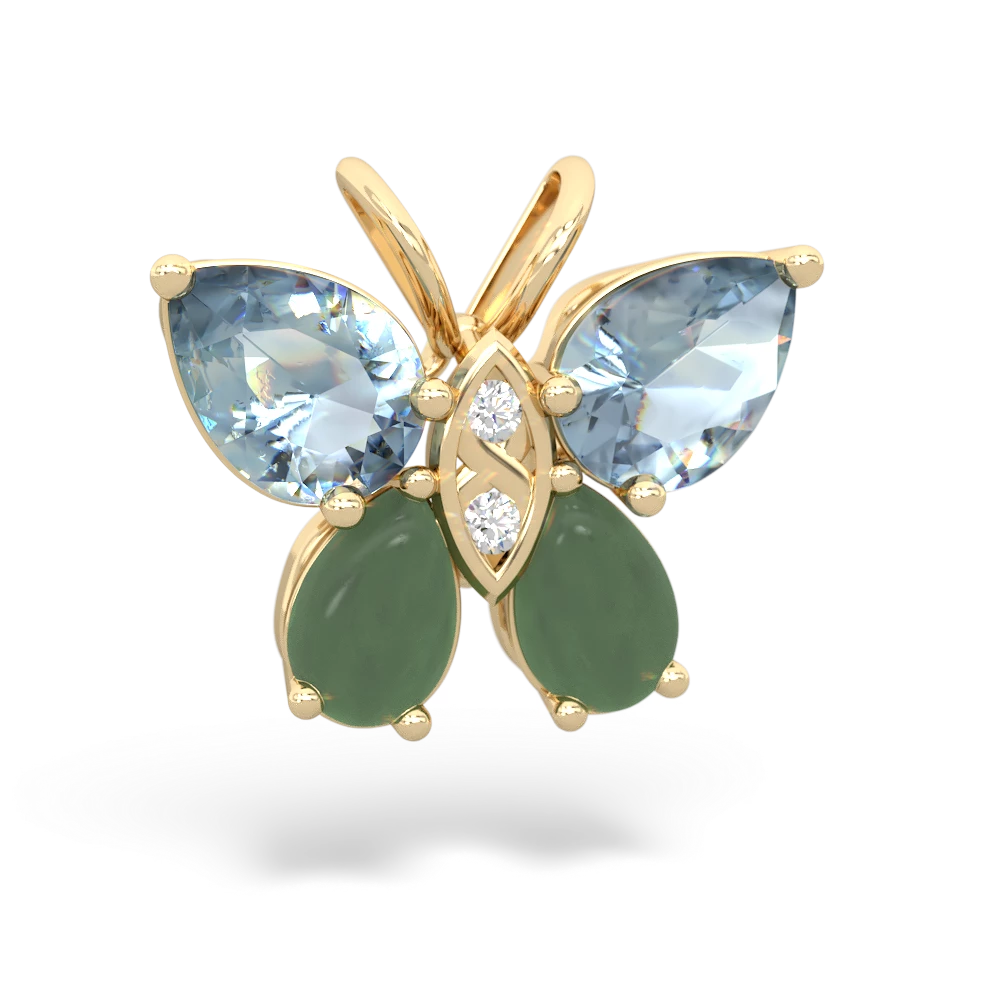 Aquamarine Butterfly 14K Yellow Gold pendant P2215