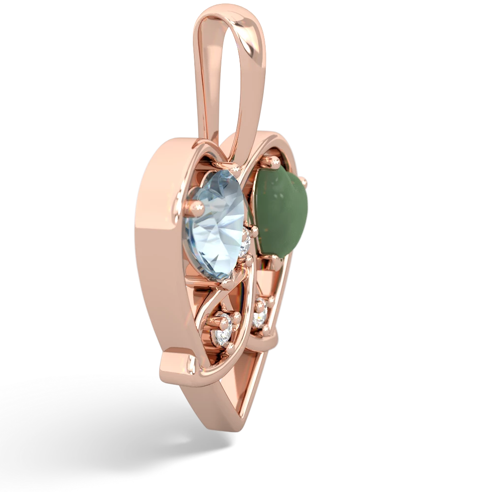 Aquamarine Celtic Trinity Heart 14K Rose Gold pendant P5331