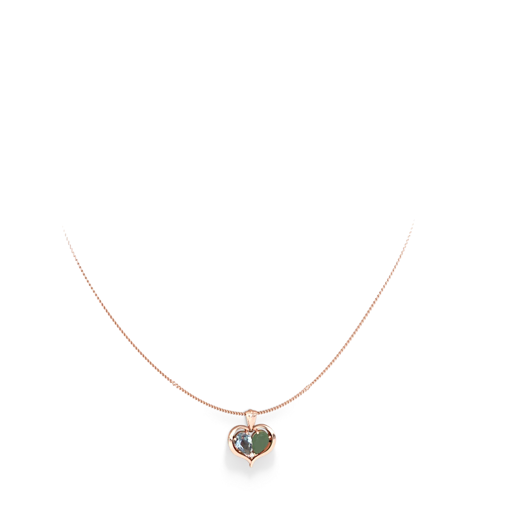 Aquamarine Two Become One 14K Rose Gold pendant P5330