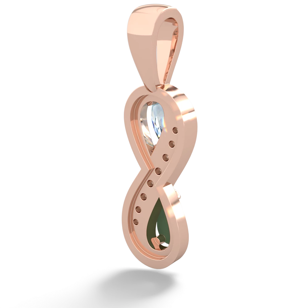 Aquamarine Diamond Infinity 14K Rose Gold pendant P5390