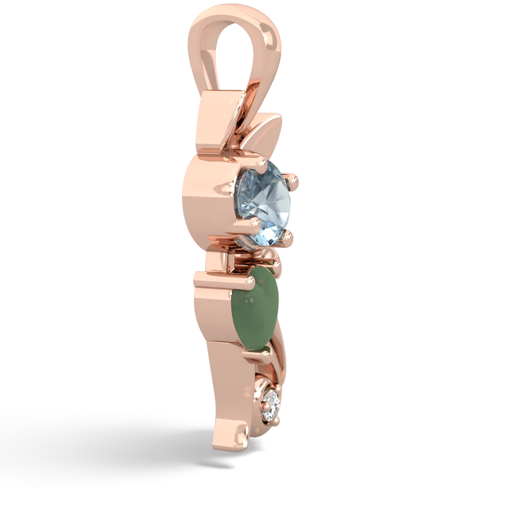 Aquamarine Kitten 14K Rose Gold pendant P5780