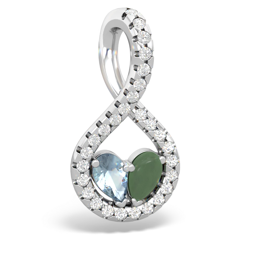 Aquamarine Pave Twist 'One Heart' 14K White Gold pendant P5360