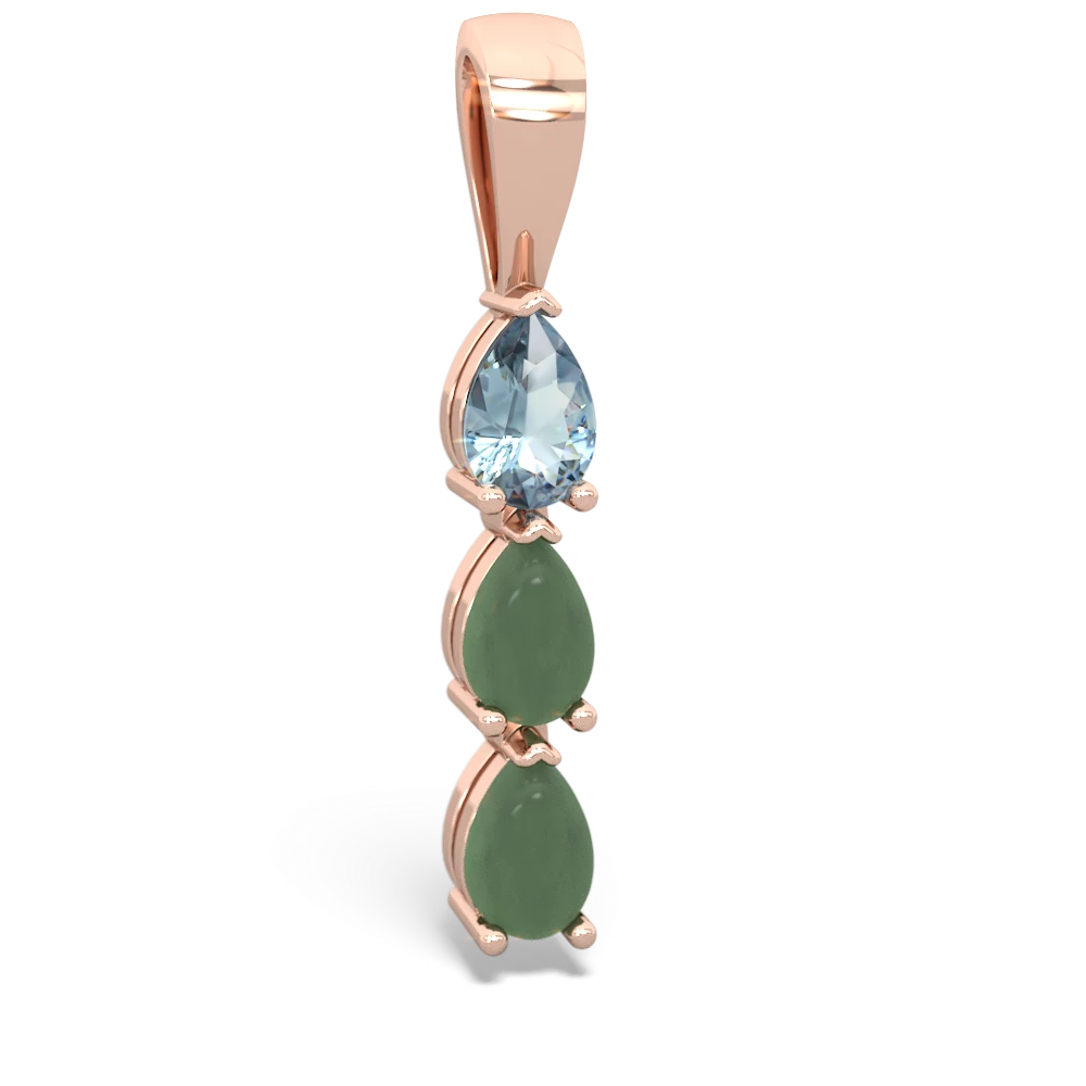 Aquamarine Dew Drops 14K Rose Gold pendant P2251