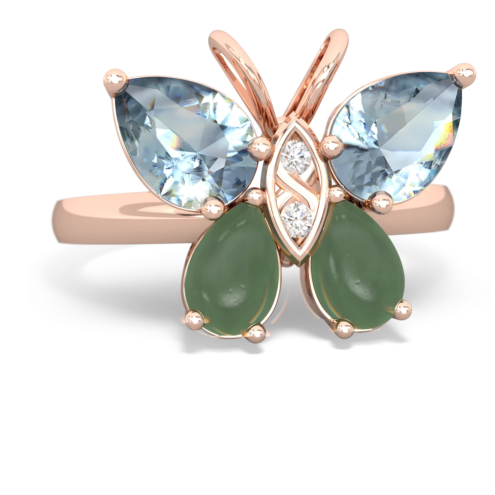 Aquamarine Butterfly 14K Rose Gold ring R2215