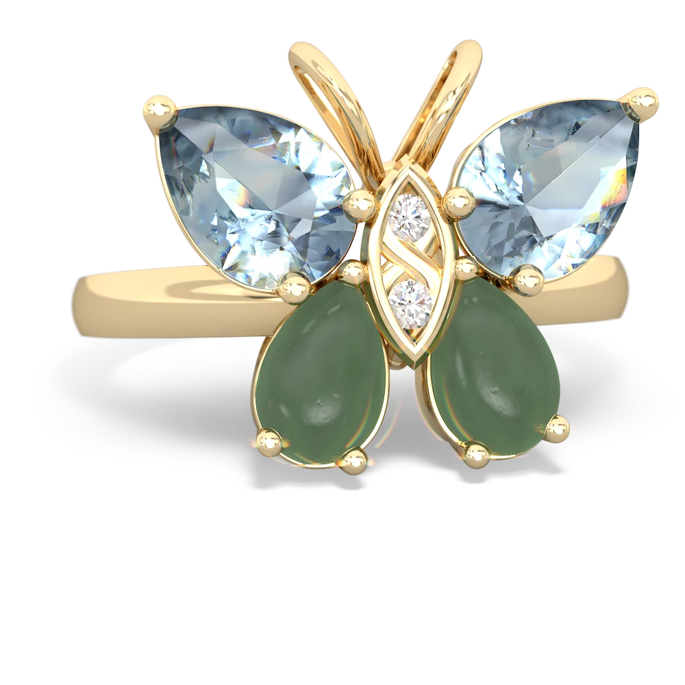 Aquamarine Butterfly 14K Yellow Gold ring R2215