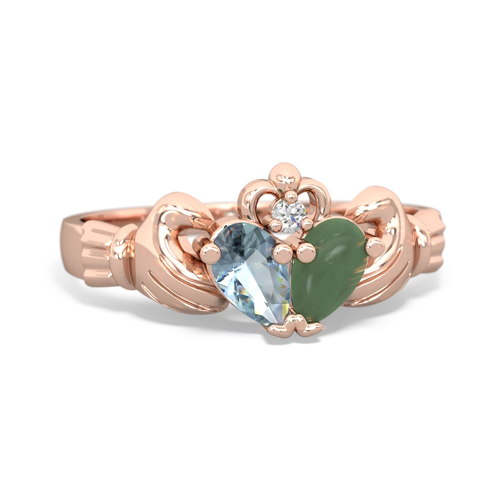 Aquamarine 'Our Heart' Claddagh 14K Rose Gold ring R2388