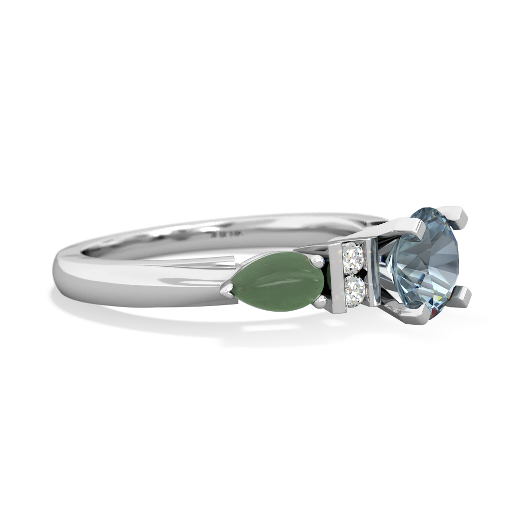 Aquamarine 6Mm Round Eternal Embrace Engagement 14K White Gold ring R2005