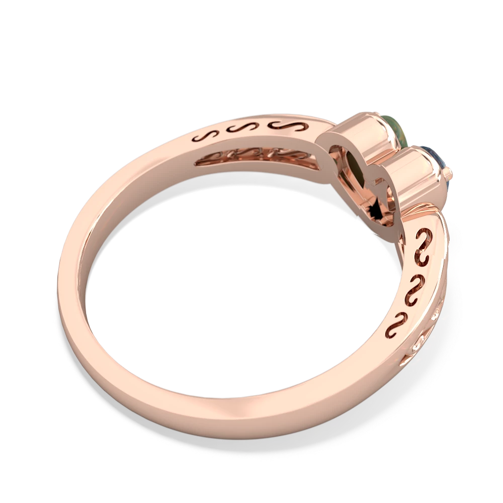 Aquamarine Filligree 'One Heart' 14K Rose Gold ring R5070