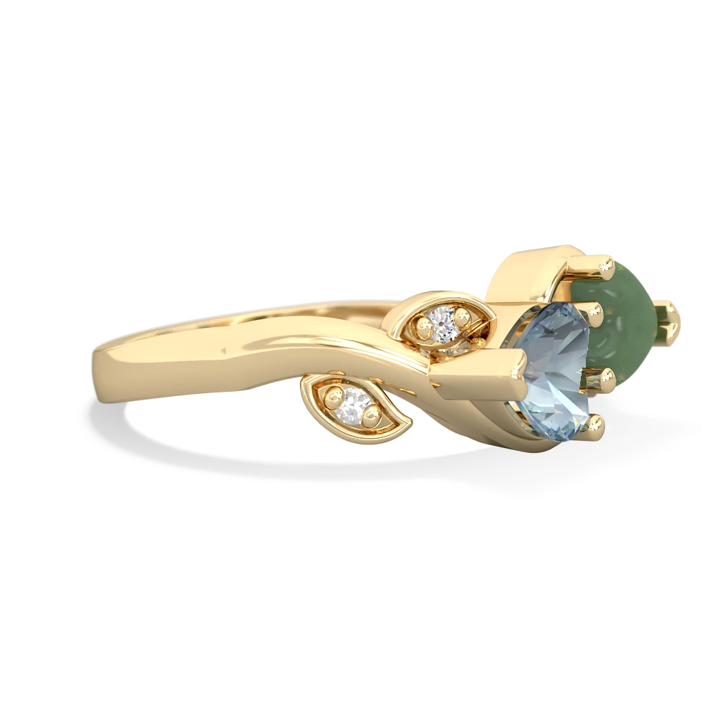 Aquamarine Floral Elegance 14K Yellow Gold ring R5790