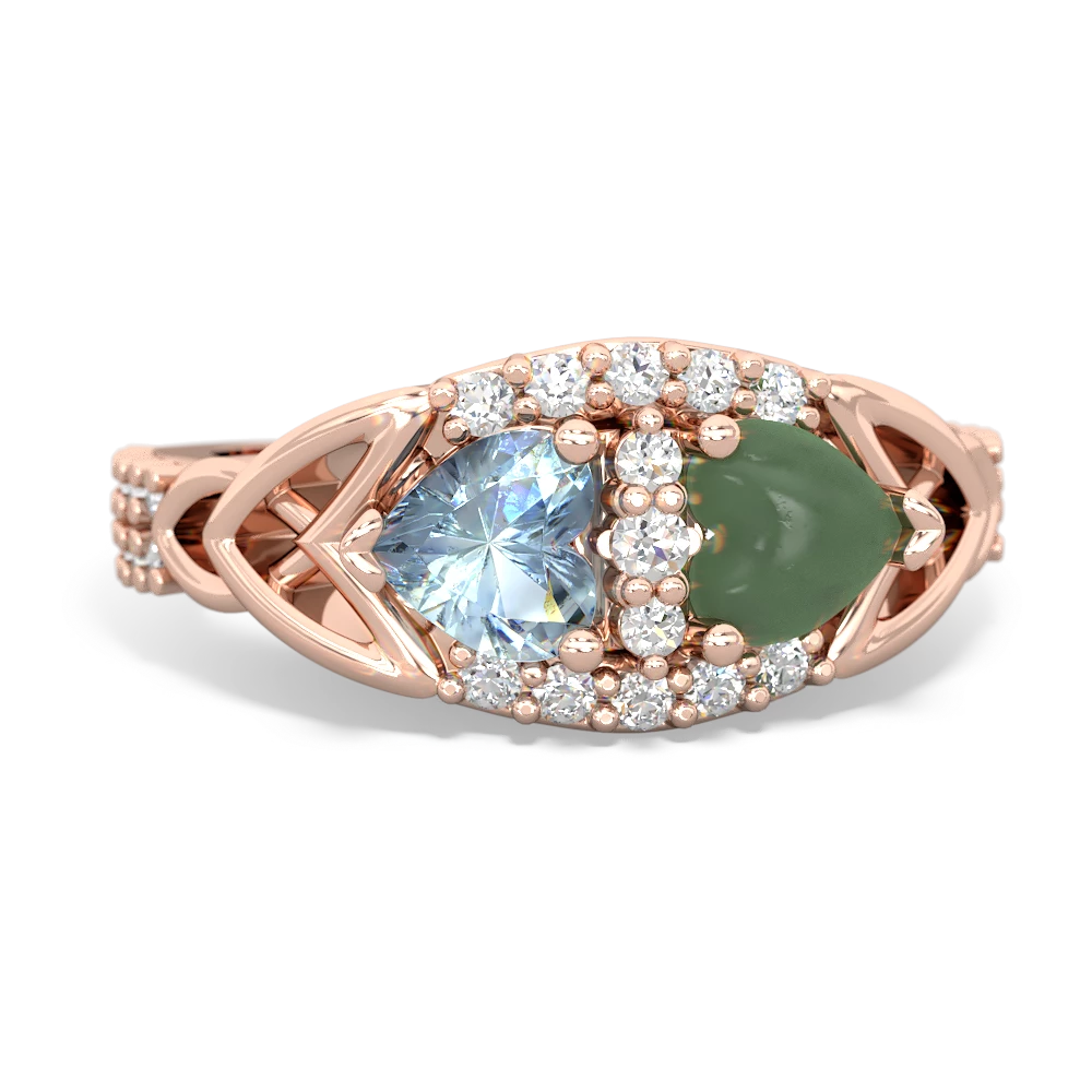 Aquamarine Sparkling Celtic Knot 14K Rose Gold ring R2645