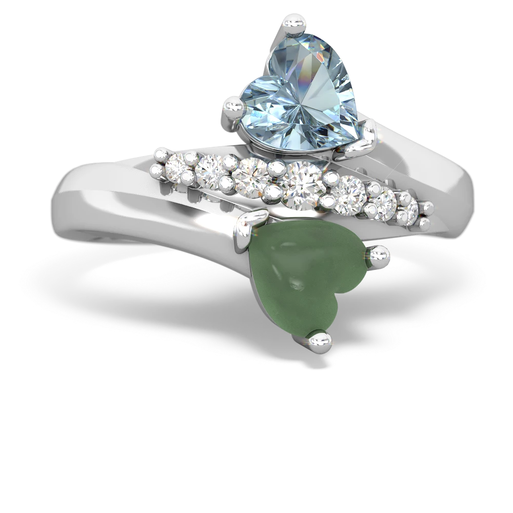 Aquamarine Heart To Heart 14K White Gold ring R2064