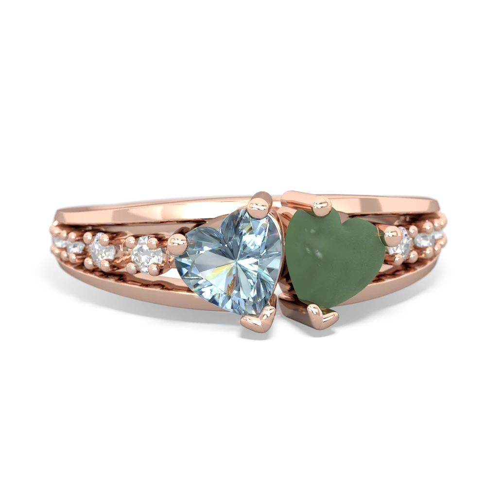 Aquamarine Heart To Heart 14K Rose Gold ring R3342