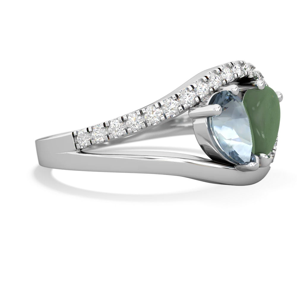 Aquamarine Nestled Heart Keepsake 14K White Gold ring R5650