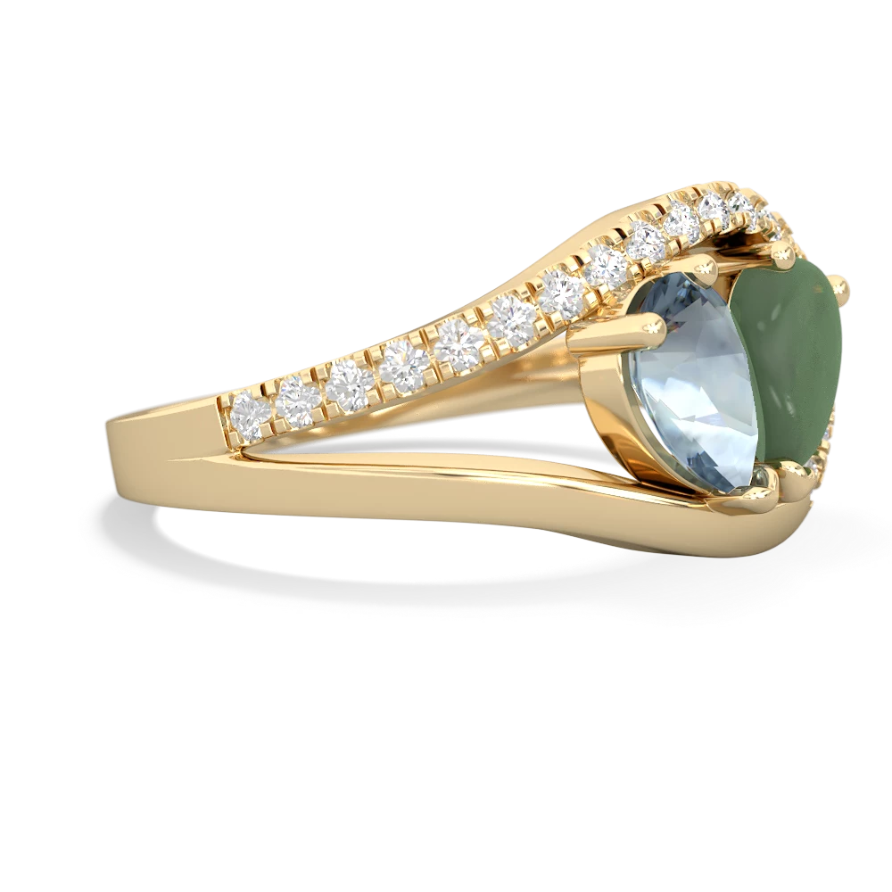 Aquamarine Nestled Heart Keepsake 14K Yellow Gold ring R5650