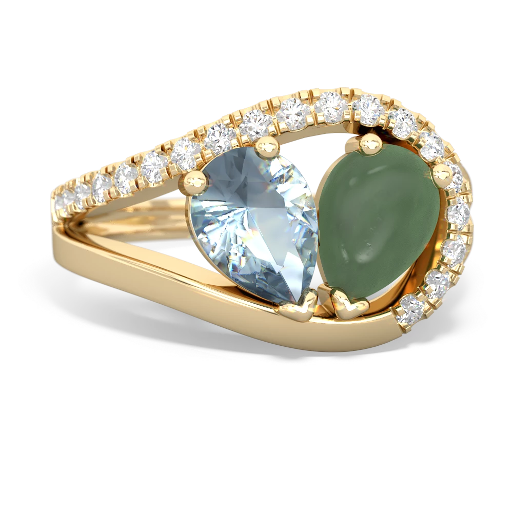 Aquamarine Nestled Heart Keepsake 14K Yellow Gold ring R5650