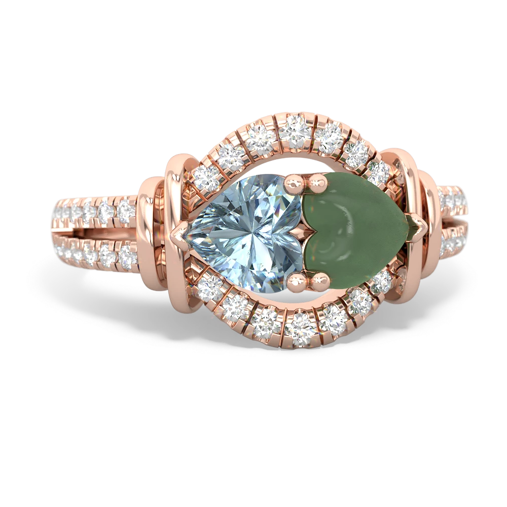 Aquamarine Art-Deco Keepsake 14K Rose Gold ring R5630