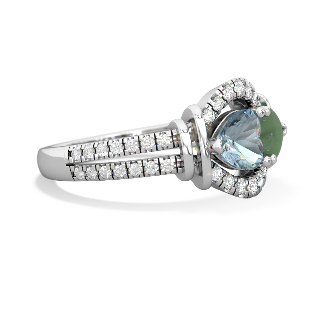 Aquamarine Art-Deco Keepsake 14K White Gold ring R5630