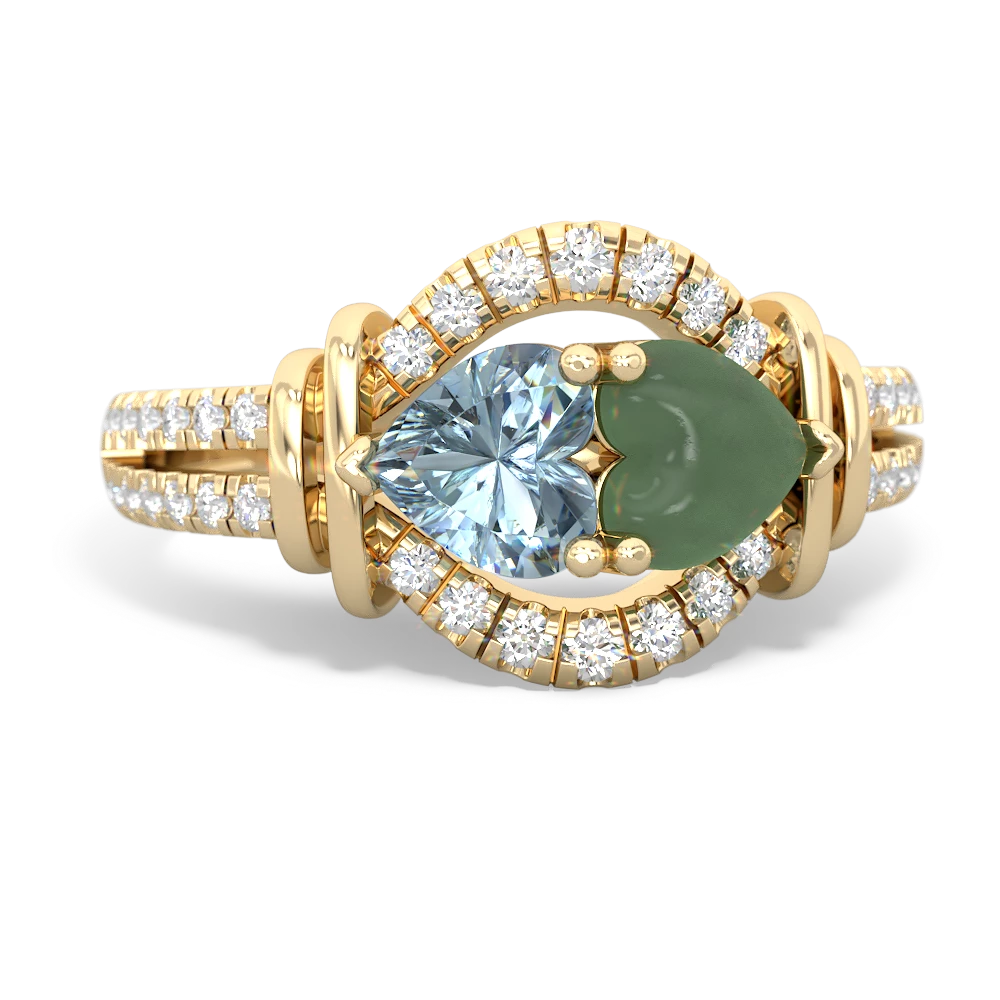 Aquamarine Art-Deco Keepsake 14K Yellow Gold ring R5630