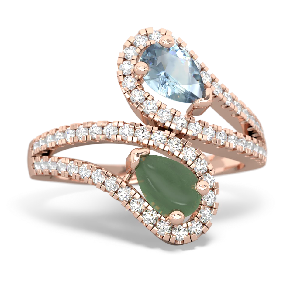 Aquamarine Diamond Dazzler 14K Rose Gold ring R3000