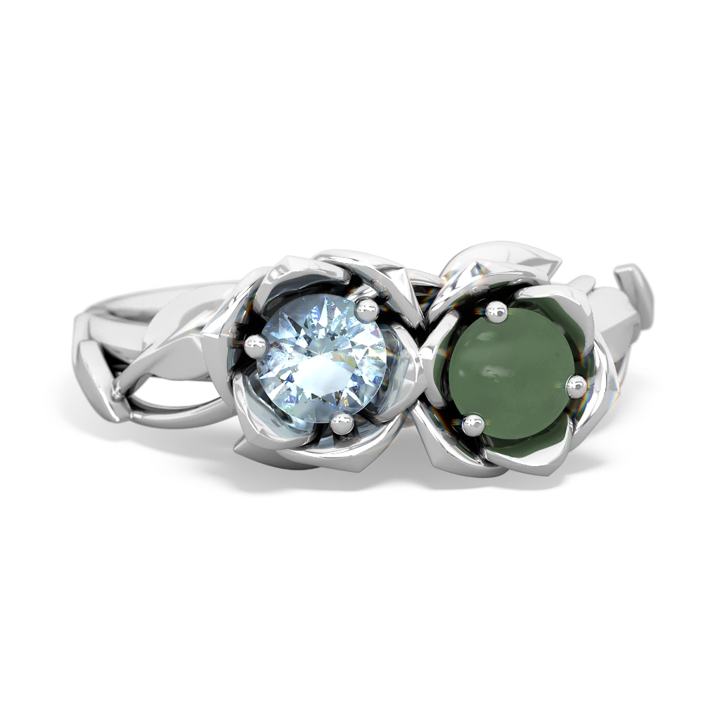 Aquamarine Rose Garden 14K White Gold ring R5510