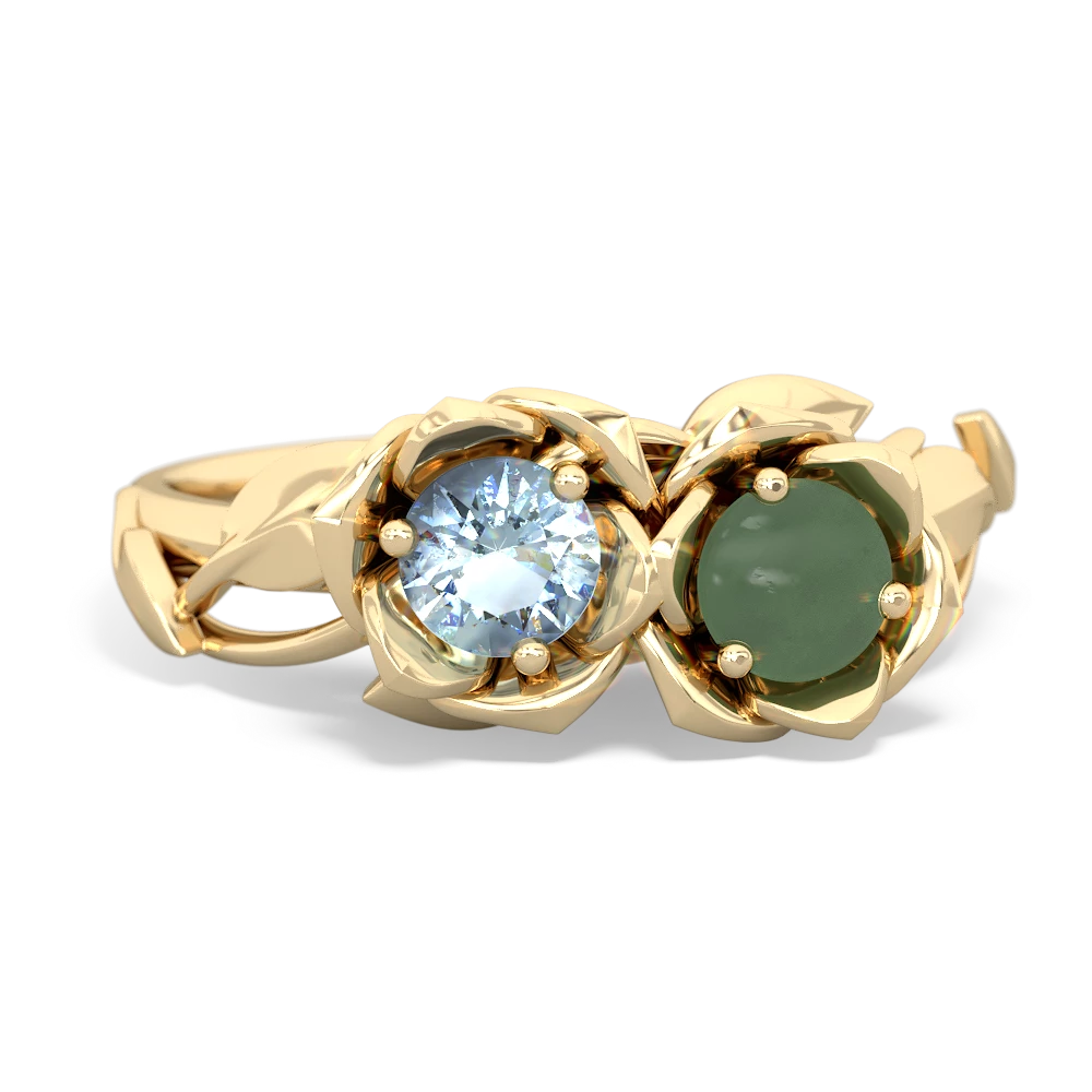 Aquamarine Rose Garden 14K Yellow Gold ring R5510