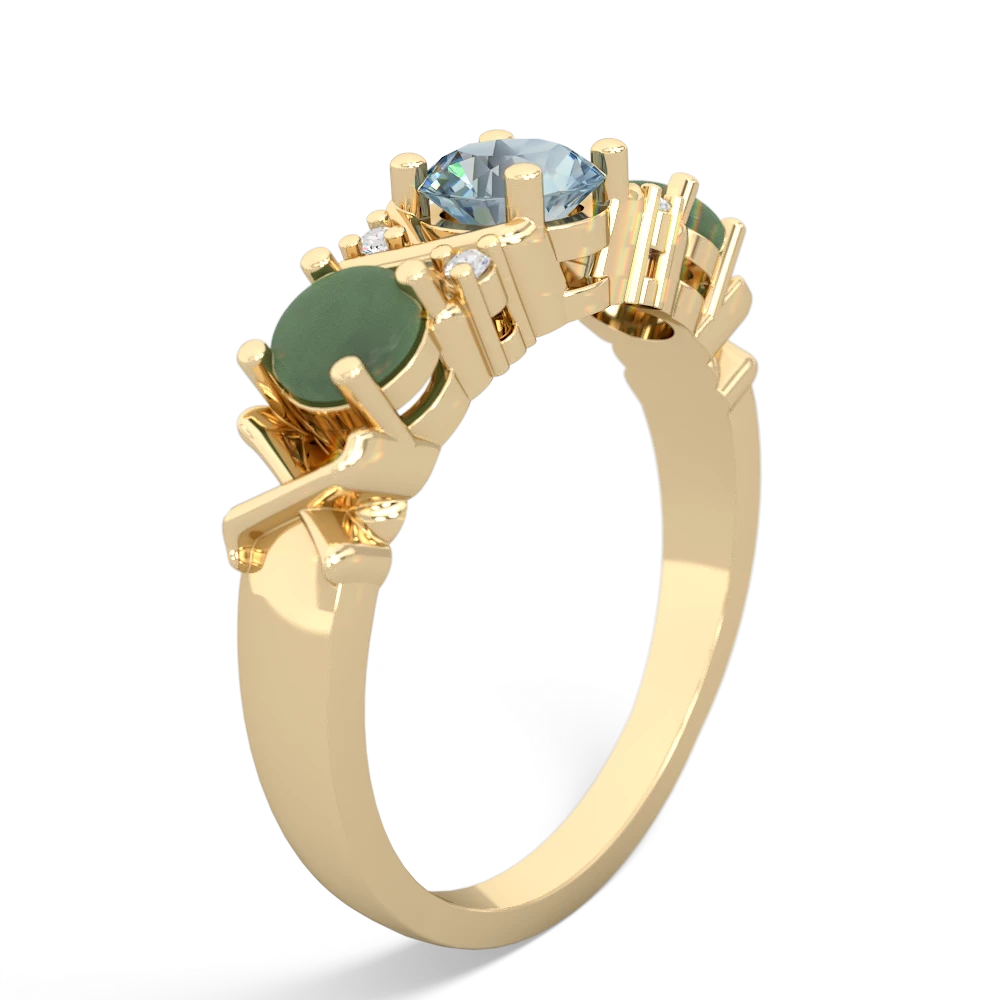 Aquamarine Hugs And Kisses 14K Yellow Gold ring R5016