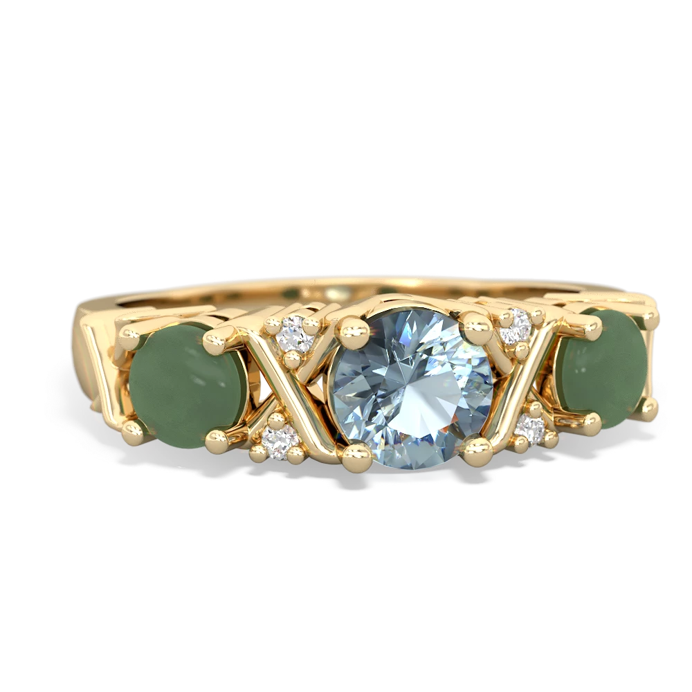 Aquamarine Hugs And Kisses 14K Yellow Gold ring R5016