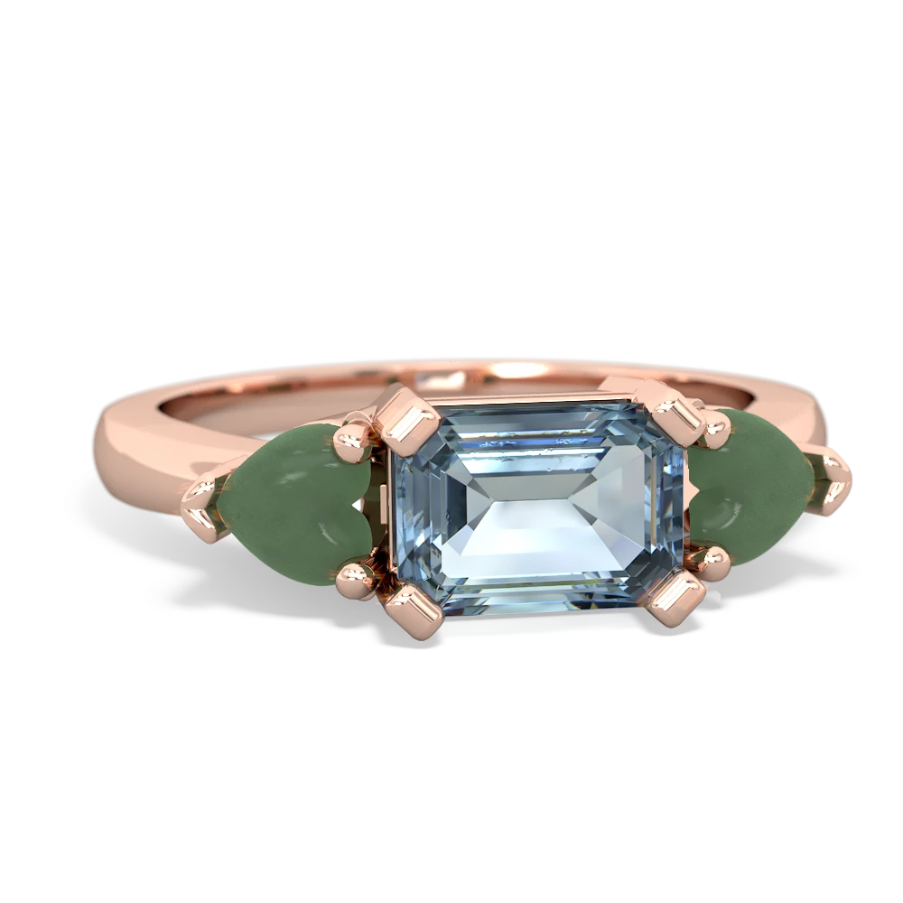 Aquamarine Three Stone 14K Rose Gold ring R5235